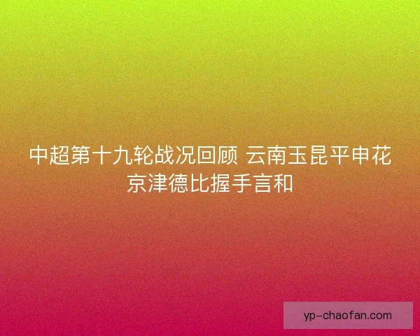 中超第十九轮战况回顾 云南玉昆平申花京津德比握手言和